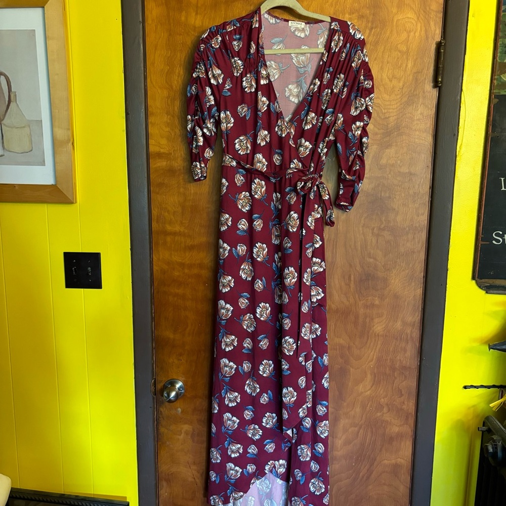 Kiyonna Meadow Dream Floral Wrap Maxi Dress Size 0X (10-12)